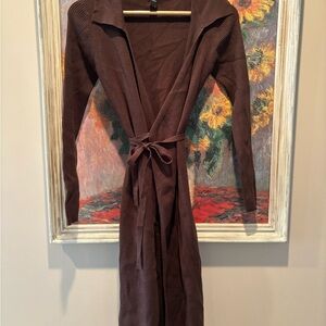 Cider Chocolate Ribbed Knit Wrap Dress